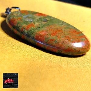 MEN'S - UNAKITE🌀  PENDANT. (2) SIDED. ON A  STERLING  CHAIN. U CHOOSE LENGTH.